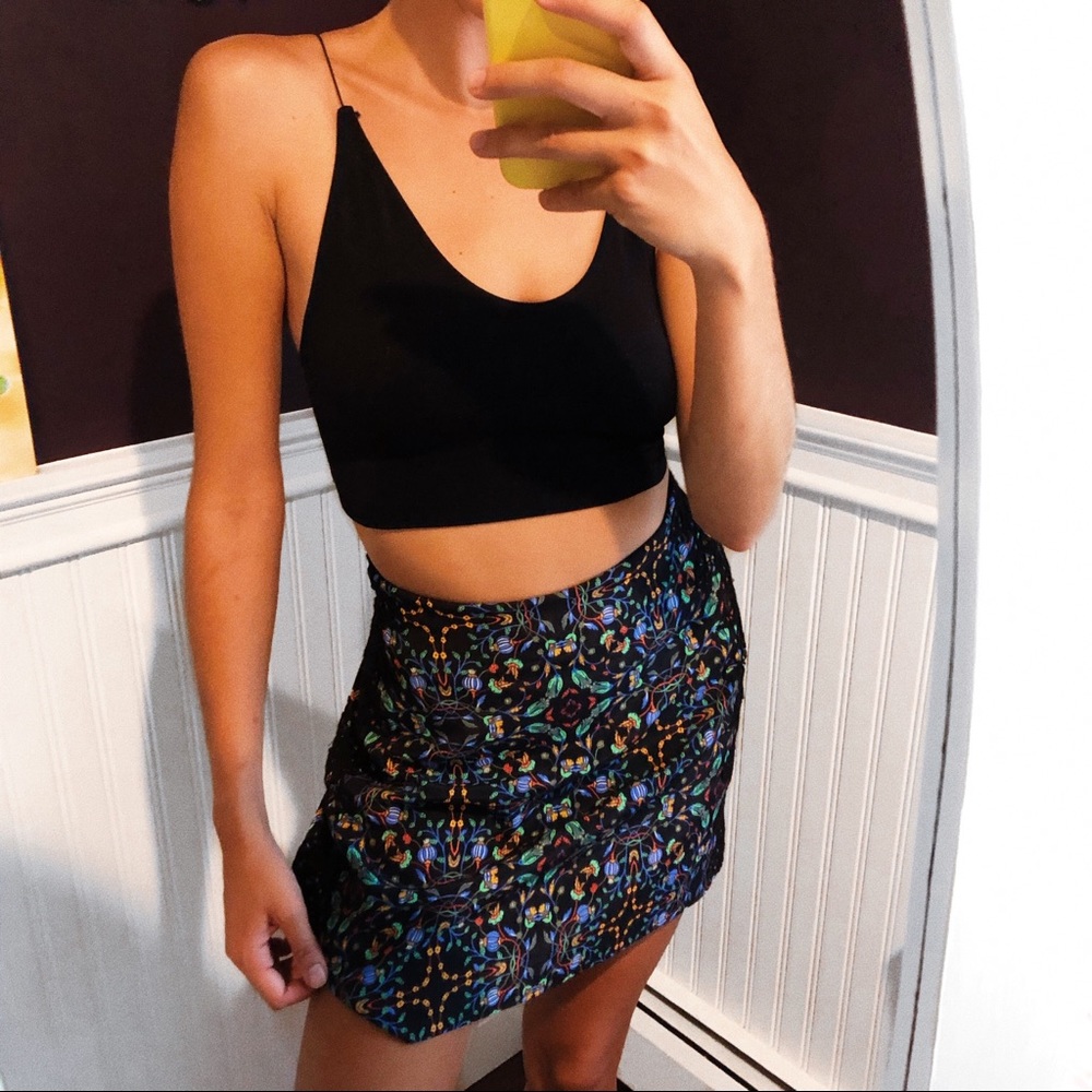 Zara Black Multi Printed/Patterned Mini Skirt - image 1